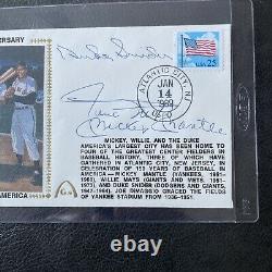 Mickey Mantle, Willie Mays, Sinder Signed 1969 Baseball 150th Anniversary PSA Cert