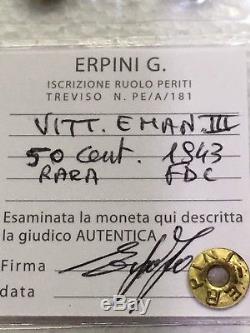 Moneta 50 centesimi IMPERO 1943 RARA FDC periziata Erpini Gianfranco