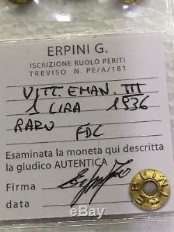 Moneta da 1 Lira 1936 IMPERO RARA FDC periziata Erpini Gianfranco