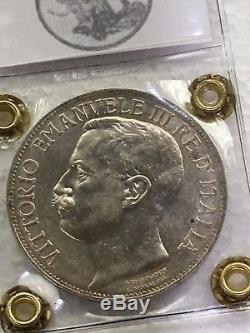 Moneta da 5 Lire 1911 RARA CINQUANTENARIO FDC/qFDC periziata Erpini Gianfranco