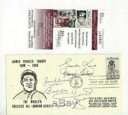 NHL Hockey Hall of Famers Autographed First Day Cover (5) Howe, Orr, Hull, Rocket