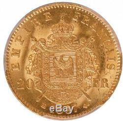 Napoleon III 20 Francs or 1867 BB Strasbourg PCGS MS64 FDC