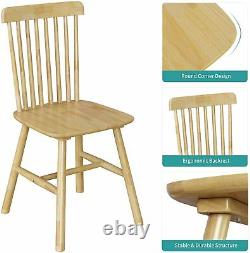 Natural Dining Chairs Set of 4 Home Kitchen Seat Sturdy Wood Frame Furniture US