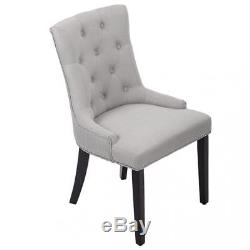 New Set of 2 Grey Elegant Fabric Upholstered Dining Side Chairs with Nailhead 36L
