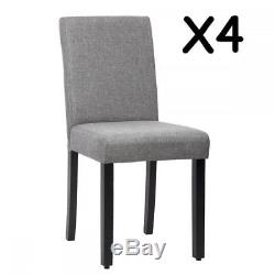 New Set of 4 Grey Elegant Design Modern Fabric Upholstered Dining Chairs Home