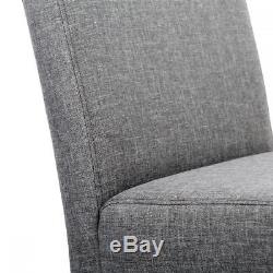New Set of 4 Grey Elegant Design Modern Fabric Upholstered Dining Chairs Home
