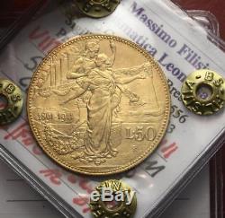 Nl Veiii 50 Lire Oro 1911 Cinquantenario Rara Spl/fdc Perizia Filisina Massimo