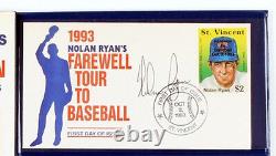 Nolan Ryan Signed Rangers 1993 Farewell Tour to Baseball FDC Collection JSA COA