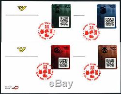 Ö, 2020, Crypto stamps 2.0, alle vier Tiere je mit den 5 Sonderstempeln auf FDC