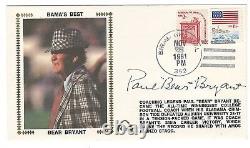Paul Bear Bryant Signed FDC / Autographed Alabama First Day Cover / SGC Prelim