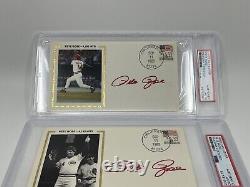 Pete Rose Reds 4,192 Hits Signed Autograph First Day Cover Set of 4 PSA DNA