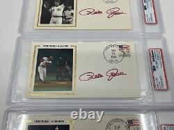 Pete Rose Reds 4,192 Hits Signed Autograph First Day Cover Set of 4 PSA DNA