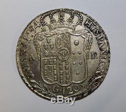 Piastra da 120 Grana 1794 Regno di Napoli Re Ferdinando IV di Borbone SPL / FDC