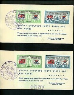Postal History Korea #132-173 Footnote S/S FDC Country Flags 1951 Set of 21 Rare