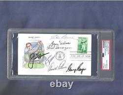 Professional Golfers Autographed First Day Cover (7) Palmer, Nicklaus PSA SLABBED