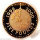 Queen Elizabeth II 2000 Millennium Year Proof Gold Five Pound Crown Fdc