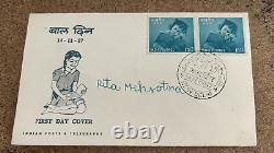 RITA MEHROTRA Girl on 1957 India Children's Day Stamp Signed Cover LV6094
