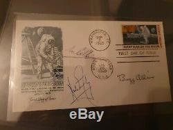 Rare Apollo 11 First Man On The Moon First Day Cover signed by all 3 astronaut