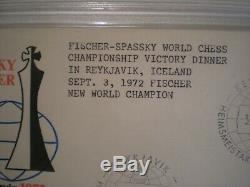 Rare Hand Signed Fdc-bobby Fischer-boris Spassky Chess Psa Encapsulated-cert