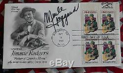 Rare Merle Haggard Hand Signed Jimmie Rodgers First Day Cover Lifetime Coa