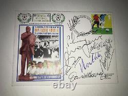 Rare Multi Signed Don Revie Statue Fdc Autograph Leeds United Utd