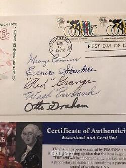 Red Grange, Graham, Connor, Ewbank, Stautner Auto Signed 1972 First Day Cover