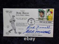 Rick Ferrell & Eddie Mathews Signed 1989 First Day Cover Envelope Gehrig Stamp