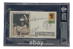 Rickey Henderson Lou Brock Signed Slabbed Stole Base Gateway First Day Cover BAS