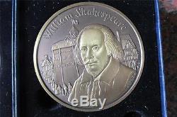 Royal Mint 10 Oz SILVER 2001 CALENDAR Medal WILLIAM SHAKESPEARE FDC + Bronze