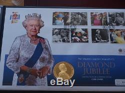 SCARCE 2012 UK Silver & Gold Proof £5 Crown Coin-Diamond Jubilee First Day Cover