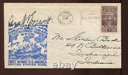 Sara Roosevelt Mother of President FDR Sign SS America 1st Sailing Cover LV6106