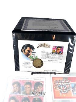 Set of 4 Elvis Presley Mint FIRST DAY COVER and Stamp & Silver. 999 Coin COA