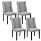 Set of 4 Grey Elegant Dining Side Chairs Button Tufted Fabric w Nailhead 54B