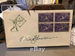 Signed Tris Speaker Baseball Hall of Fame Opening FDC, Envelope 1939 Cooperstown