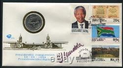South Africa 1994 Nelson Mandela Inauguration Autographed Coin Fdc