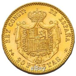Spain 20 pesetas 1892 Qualité exceptionnelle FDC PCGS MS64 High grade