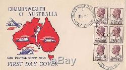 Stamp Australia 3&1/2d KGV definitive booklet pane of 6 Wide World generic FDC
