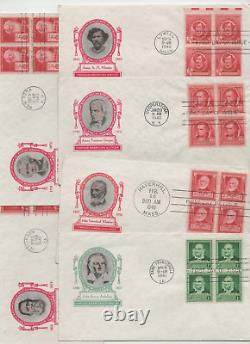 Stamps USA covers. Lot of 35 FDC Famous American BLOCK of 4 stamps 1940