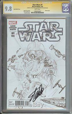 Star Wars #1 Cgc 9.8 2001 Ross Sketch Cover Signed Stan Lee 1st Day Release