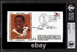 Superb Willie Mays Signed First Day Cover FDC Cachet Encapsulated BGS Beckett