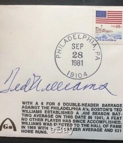 Ted Williams Signed First Day Cover Cachet. JSA
