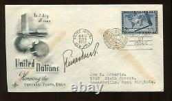 U. N. Postal Administration Reidar Tvedt Signed 1953 Un First Day Cover (cv 656)