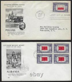 US 1944 KOREA TO PORTLAND LIBERATED COUNTRIES COLLECTION OF 13 PATRIOTIC FDC Sc