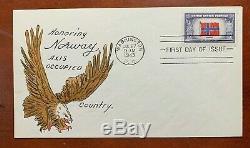 US #909-921 FDC Overrun Countries Hand Painted by Gladys Adler, XF RARE