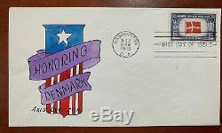 US #909-921 FDC Overrun Countries Hand Painted by Gladys Adler, XF RARE