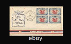 US Air Mail Stamp-Used, VF S#C23 FDC Block of 4 unaddressed