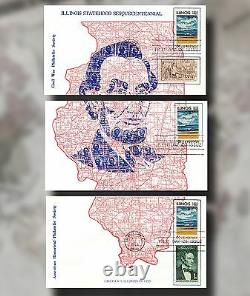 US FDC #1339 ILLINOIS STATEHOOD Wonderful Lincoln in 3 Panels 10/24/68
