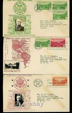 US Postal History Canal Zone #120//135 FDC Crosby 25th Anniversary 1939 CZ (13)