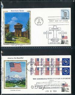US Stamp Lovely 1980s Color Colorano Silk First Day Covers FDC Lot of 128+