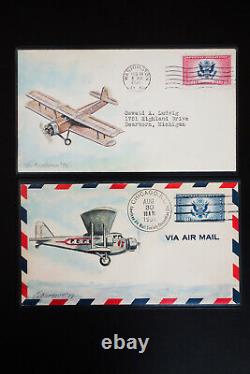 US Stamps 2 First Day Covers Hand Painted and Signed by Artist